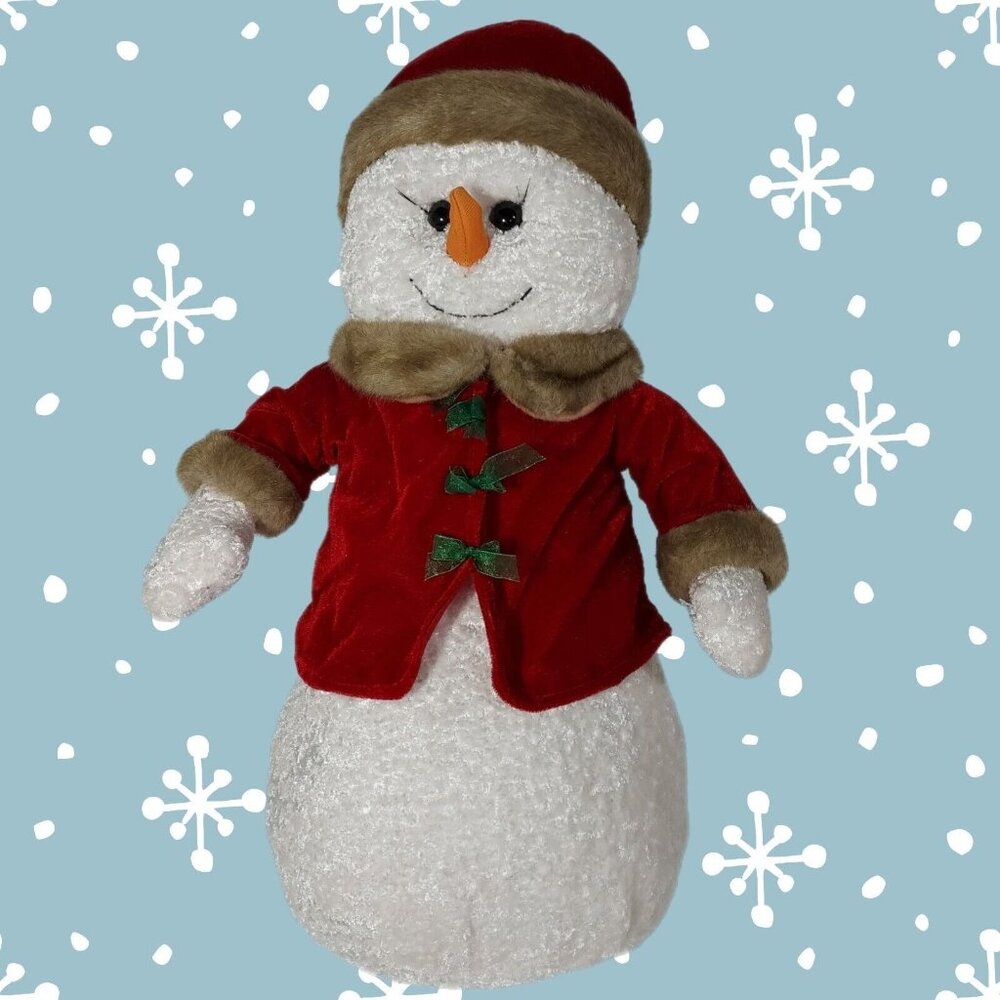 Snow Lady Plush In Red Velvet & Faux Fur Outfit Vintage 18" Tall